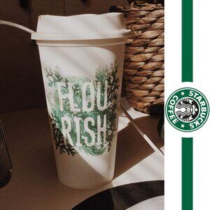 Starbucks | White and Green "Flourish" Pine Reusable Cup | Size 16 Oz